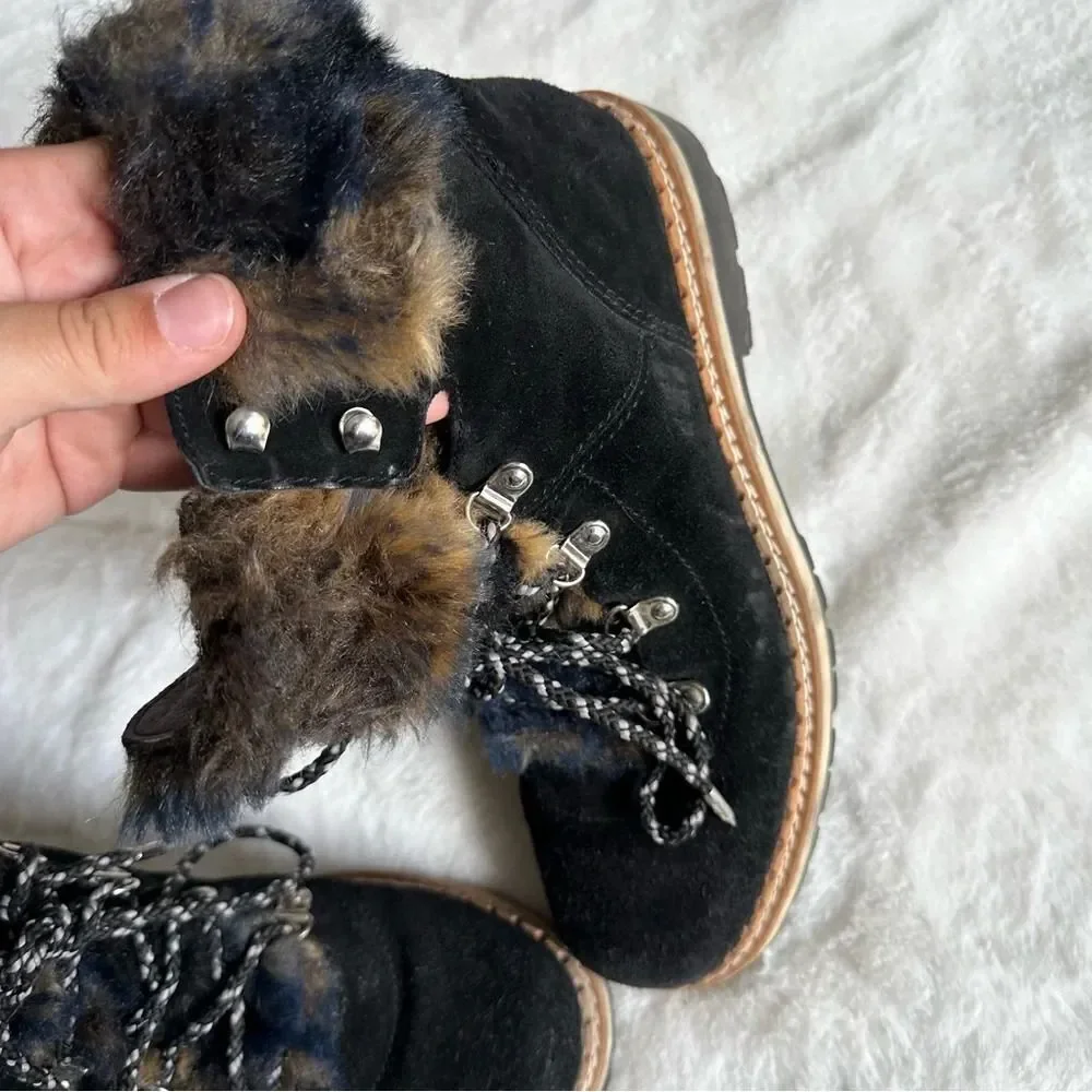 Sam Edelman Women’s Bronte Suede & Faux Fur Booties Size 7.5